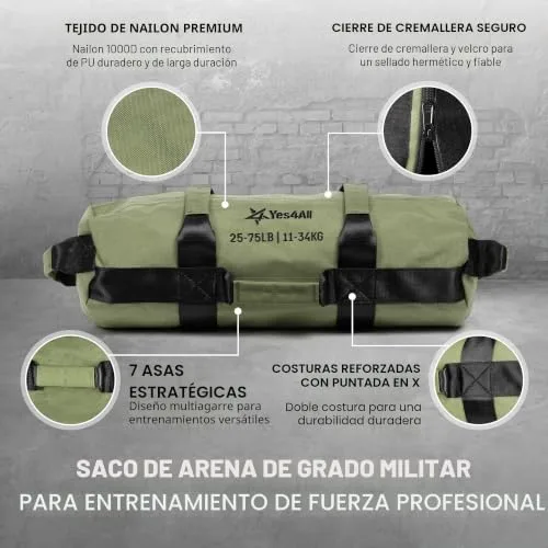 Yes4All ▫️ Saco de peso ajustável 2-90 kg - Power Bag Ideal para treino de corrida, saco de areia para diversos treinos funcionais, rucking, fitness, força e resistência 2