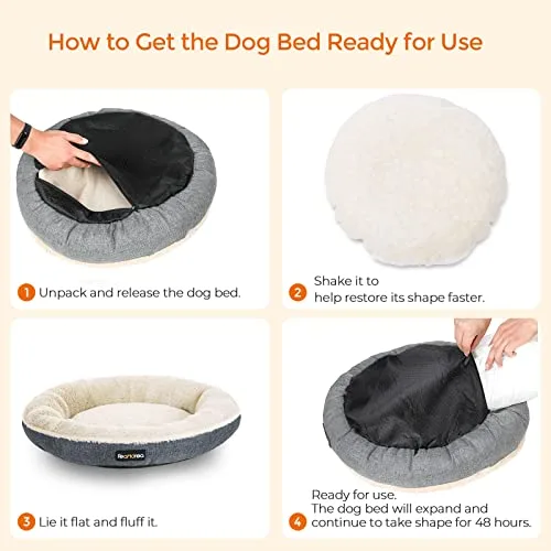 Feandrea ▫️ Sofá para cães, cama para animais de estimação, redonda, 55 cm 3