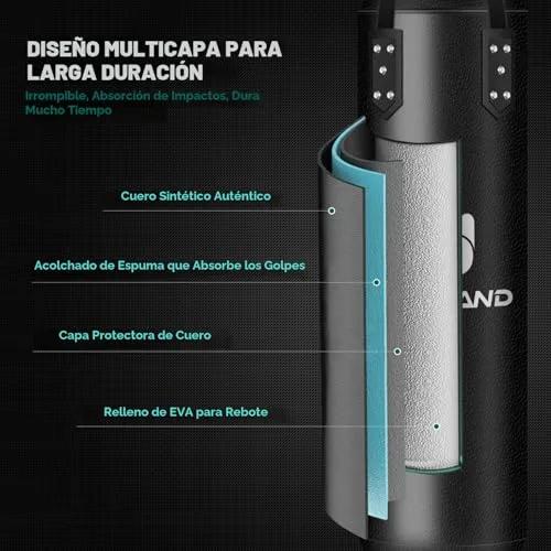 Odoland ▫️ Conjunto de sacos de boxe 6 em 1 sem enchimento para homens e mulheres, saco pesado de kickboxing de 120 cm com capacidade para até 68 kg, incluindo luvas de boxe de 12 oz, ligaduras e correntes, preto 4