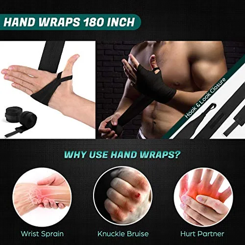 Odoland ▫️ Conjunto de sacos de boxe 6 em 1 sem enchimento para homens e mulheres, saco pesado de kickboxing de 120 cm com capacidade para até 68 kg, incluindo luvas de boxe de 12 oz, ligaduras e correntes, preto 7