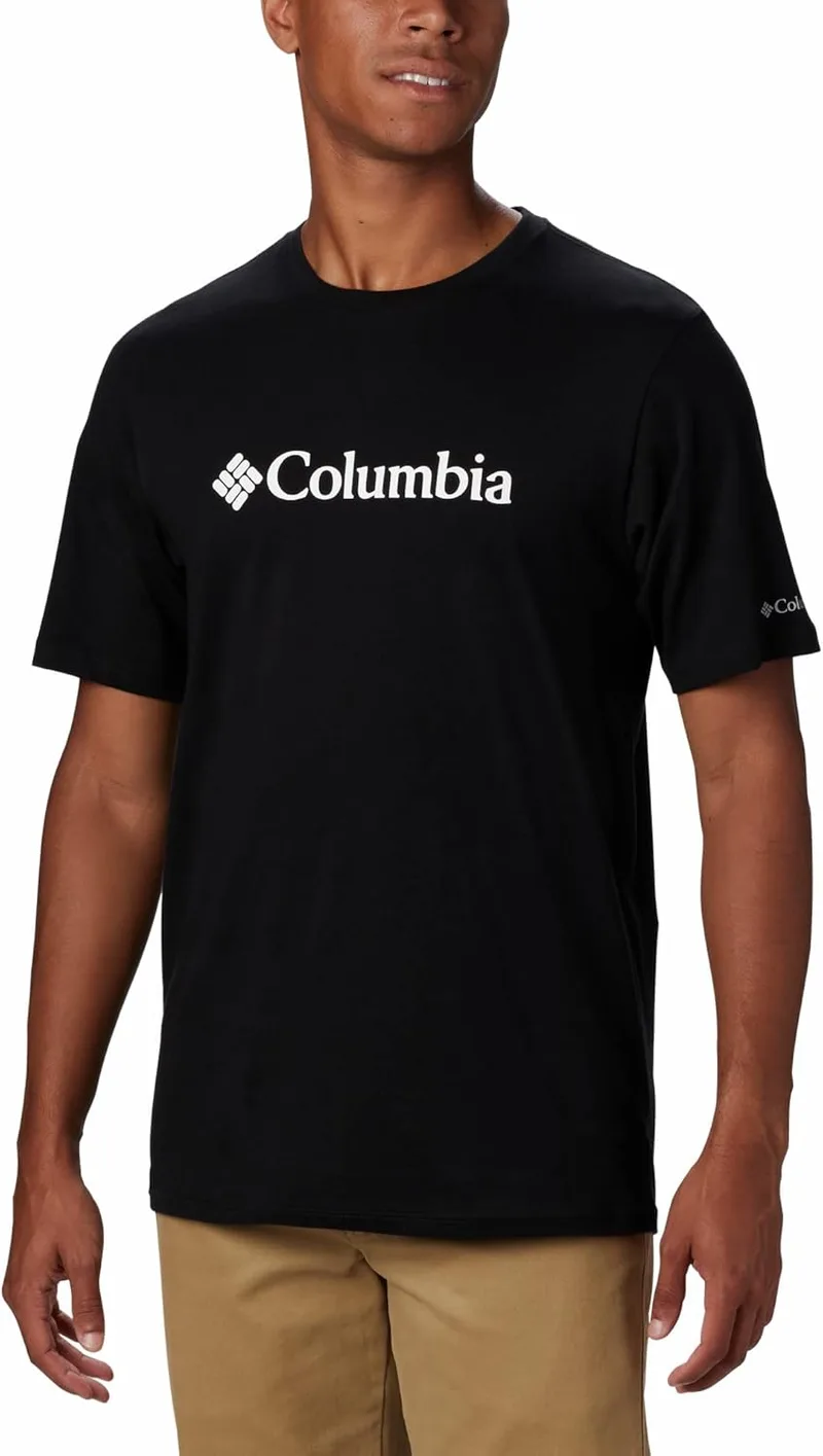 T-Shirt Columbia CSC Basic Logo de manga curta para homem, preto, tamanho M