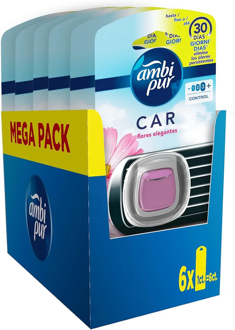 AMBI-PUR ▫️ Ambi Pur Ambientador para carro «Flores Elegantes» 2 ml x 6 unidades