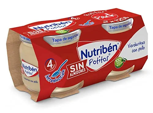 Nutribén ▫️ Potitos Inicio: Legumes com Frango e Azeite Virgem Extra Biológico +4 Meses, 6x120 g 2