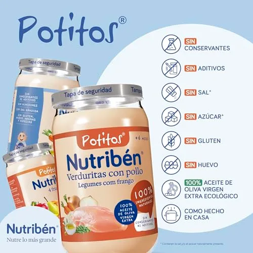 Nutribén ▫️ Potitos de Batata com Frango Sem Glúten +6 Meses, 6x235 g 4