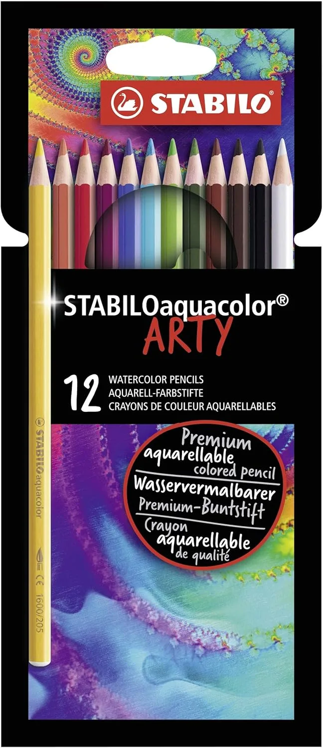 STABILO ▫️ Lápis de aguarela - STABILOaquacolor - ARTY - Caixa de 12 - 12 cores
