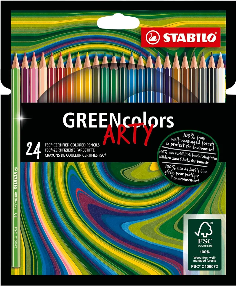 STABILO ▫️ lápis de cor ecológicos - GREENcolors | ARTY, embalagem de 24