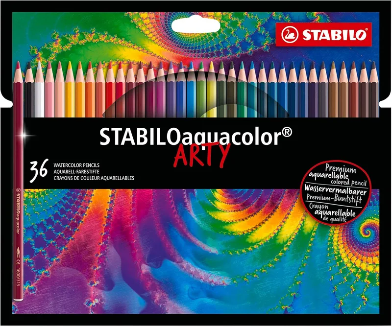 STABILO ▫️ Lápis de aguarela - STABILOaquacolor - ARTY - Conjunto de 36 lápis de cor - 36 cores