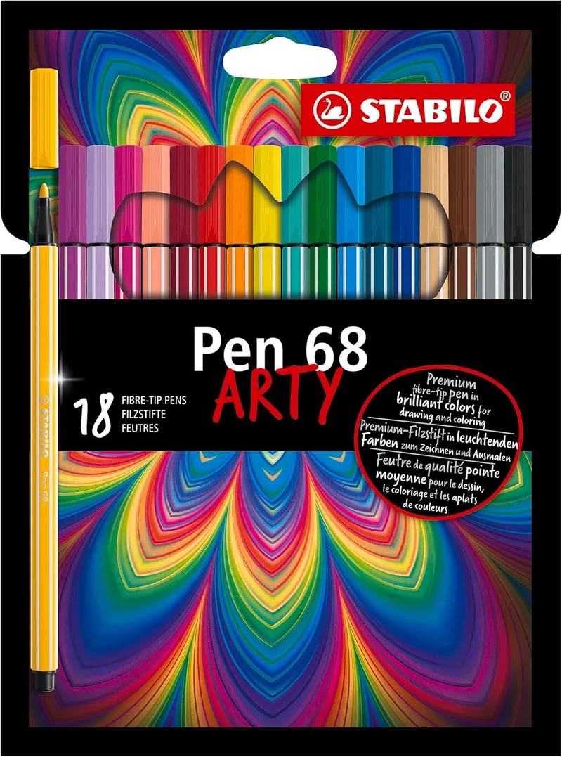 STABILO ▫️ Caneta 68 premium - Estojo ARTY com 18 cores