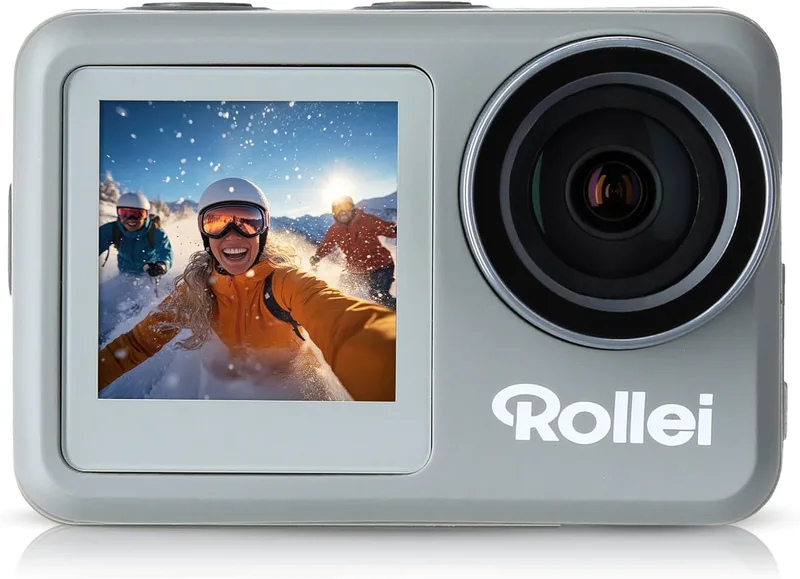 Rollei ▫️ Câmara de ação, Actioncam 9s Plus Câmara desportiva 4K 60fps Estabilização Câmara subaquática à prova de água 40M com sensor de 1/2,5 polegadas Ecrã tátil com acessórios para mergulho desportivo