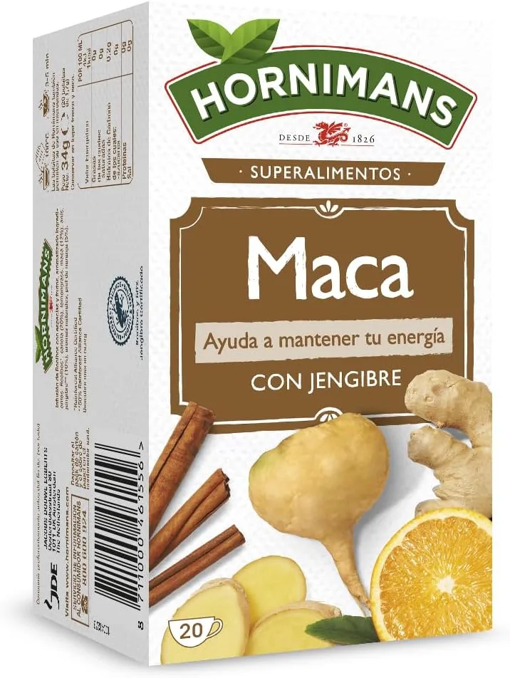 Hornimans ▫️ Infusão de Maca 100% Natural com Gengibre : 20 saquetas : Sem chá