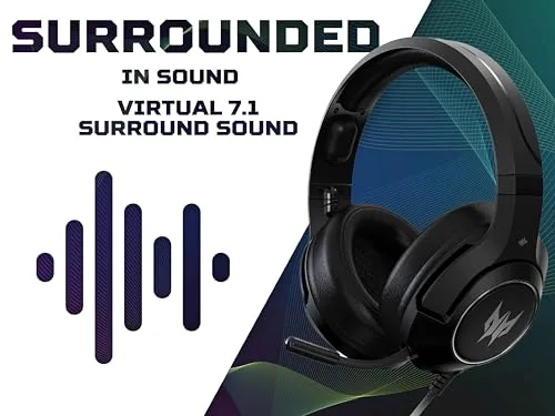 Acer ▫️ Predator Galea 350 PHW920 - Auscultadores para jogos (cabo com ficha de 3,5 mm, formato circum-aural, microfone incluído, 32 ohms, 116 dB, 20 Hz-20 kHz, cancelamento de ruído) Preto 2