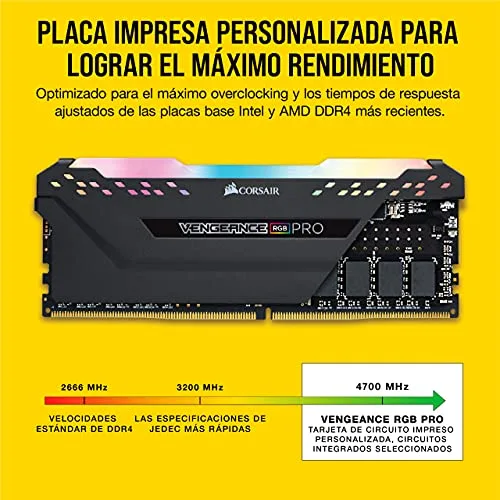 Corsair ▫️ Vengeance RGB Pro DDR4 RAM 32 GB (2x16 GB) até 3200 MHz CL16-20-20-38 1,35 V Intel AMD Memória para Computador de Secretária - Preto (CMW16GX4M2C3200C16) 4