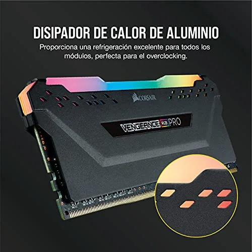 Corsair ▫️ Vengeance RGB Pro DDR4 RAM 32 GB (2x16 GB) até 3200 MHz CL16-20-20-38 1,35 V Intel AMD Memória para Computador de Secretária - Preto (CMW16GX4M2C3200C16) 5