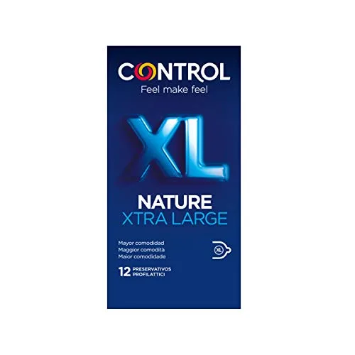 CONTROL ▫️ Preservativos Nature XL. Caixa de 12 preservativos de tamanho maior, maior conforto, lubrificados, sexo seguro. Desfruta de preservativos com um ajuste perfeito para uma relação segura. 2