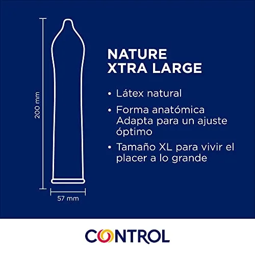 CONTROL ▫️ Preservativos Nature XL. Caixa de 12 preservativos de tamanho maior, maior conforto, lubrificados, sexo seguro. Desfruta de preservativos com um ajuste perfeito para uma relação segura. 6