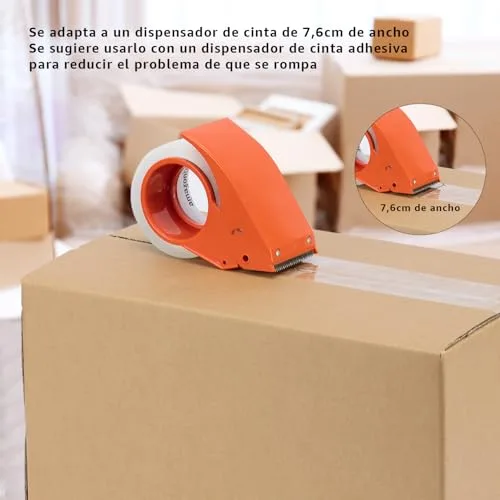 Amazon Basics ▫️ Fita de embalagem com 7,2 cm de largura, compatível com dispensadores de 7,6 cm, transparente, com pouco odor, para mudanças, armazenamento, envios e fecho de caixas, 49,9 m, embalagem de 6 unidades 4