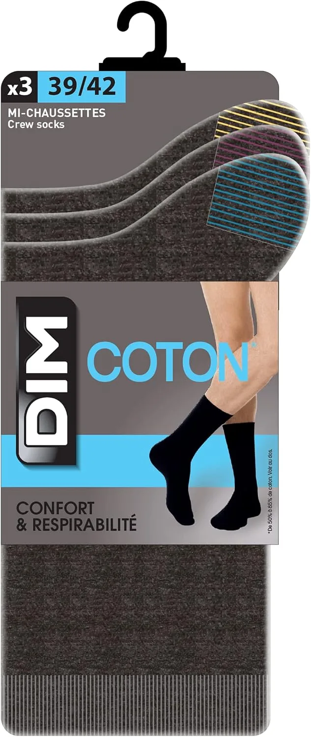 Dim ▫️ Men - Meias de algodão «Mix & Match» (3 pares) | Conforto e respirabilidade | Estilo discreto bicolor