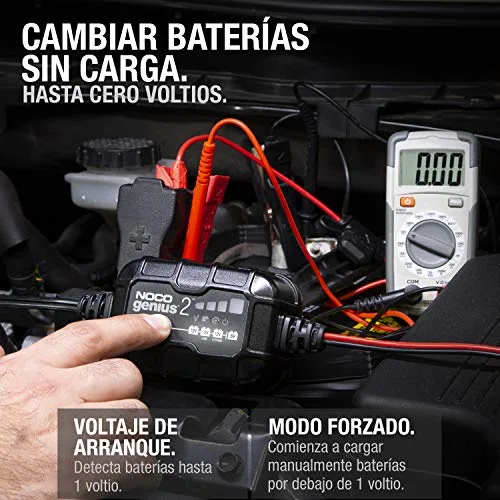 NOCO ▫️ GENIUS2: Carregador inteligente de baterias 2 A, 6 V/12 V – Mantenedor automático e dessulfatador – Proteção contra sobrecarga e compensação térmica – para baterias de chumbo e de lítio 3