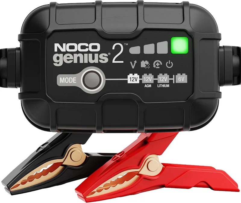 NOCO ▫️ GENIUS2: Carregador inteligente de baterias 2 A, 6 V/12 V – Mantenedor automático e dessulfatador – Proteção contra sobrecarga e compensação térmica – para baterias de chumbo e de lítio