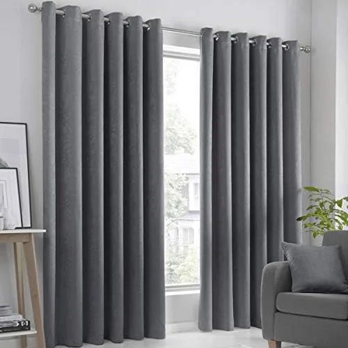 Fusion ▫️ Strata - Par de cortinas com ilhós - 117 cm de largura x 137 cm de comprimento, antracite