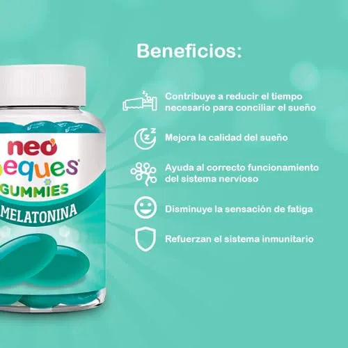 NEO PEQUES ▫️ Gomas de melatonina de 1 mg para crianças | Sabor a amora | 30 unidades | Ajudam a dormir bem | Gomas à base de vitamina B6 | Para crianças com mais de 3 anos 3