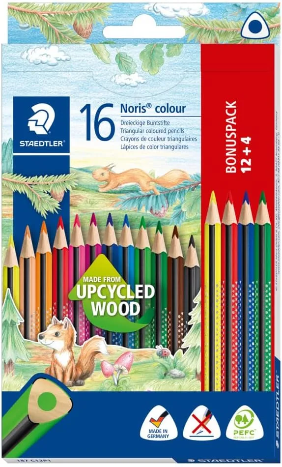 STAEDTLER ▫️ Noris colour 187 Lápis de cor – 16 cores, triangulares