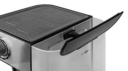 Orbegozo ▫️ EX 6000, Máquina de café expresso, 1050 W, depósito de água removível de 1,5 litros, 20 bar, painel de controlo tátil, modos programados, café moído/cápsulas, vaporizador, frente em aço inoxidável, cor prateada 6