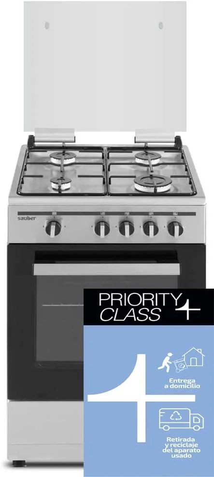 SAUBER ▫️ FOGÃO SCI41GB 4 queimadores - Gás butano - 50X55 - Tampo de vidro - Cor inox - ENTREGA E RECOLHA DE PRODUTOS USADOS AO DOMICÍLIO