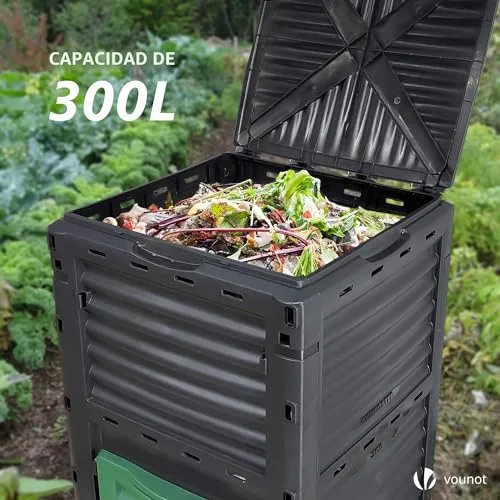 VOUNOT ▫️ ® Compostor de Jardim 300 L, Compostor Orgânico, Preto e Verde 2