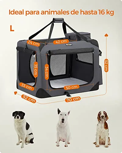 FEANDREA ▫️ Transportadora para Cães, Dobrável, Tecido Oxford, Tamanho L 5