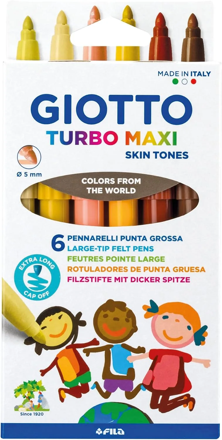 Giotto ▫️ Canetas de marcação Turbo Maxi Skin Tones, estuche com 6 unidades