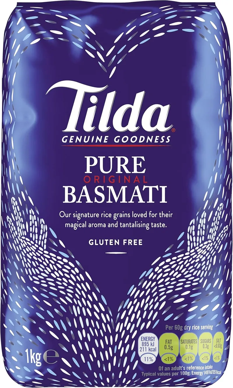 Tilda ▫️ Arroz Basmati, 1 X 1 KG, embalagem múltipla