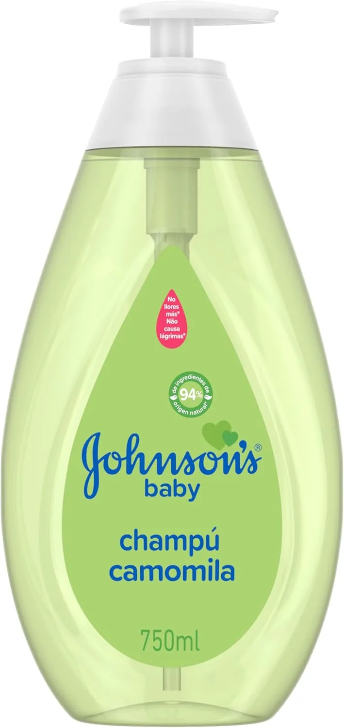 Johnson's Baby ▫️ Chamomile Shampoo Cry No More (750 ml), champô sem parabenos para recém-nascidos com extrato de camomila, hipoalergénico e com pH equilibrado para um cabelo brilhante.