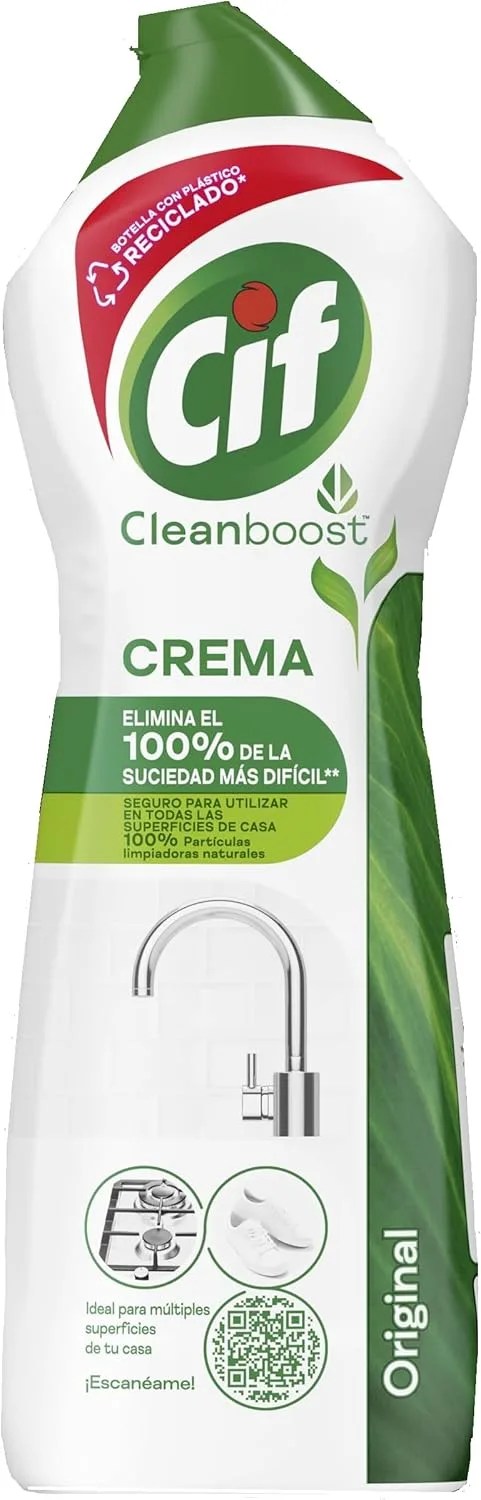 Cif ▫️ Original Creme Multi-Superfícies, Produto de Limpeza Potente com Fórmula de Micropartículas para Casa de Banho e Cozinha, 750 ml