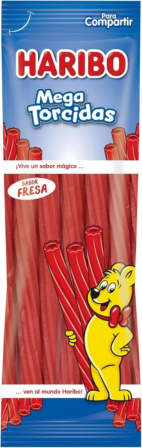 HARIBO ▫️ Mega Twisted Strawberry Gels Doces, 200g