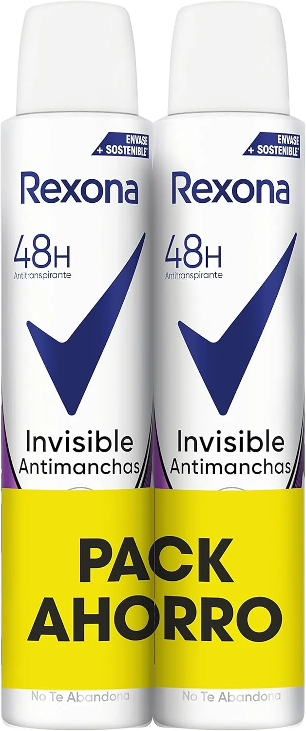 Rexona ▫️ Invisible Desodorizante em Aerossol Antitranspirante para mulher, antimanchas, 2 x 200 ml,