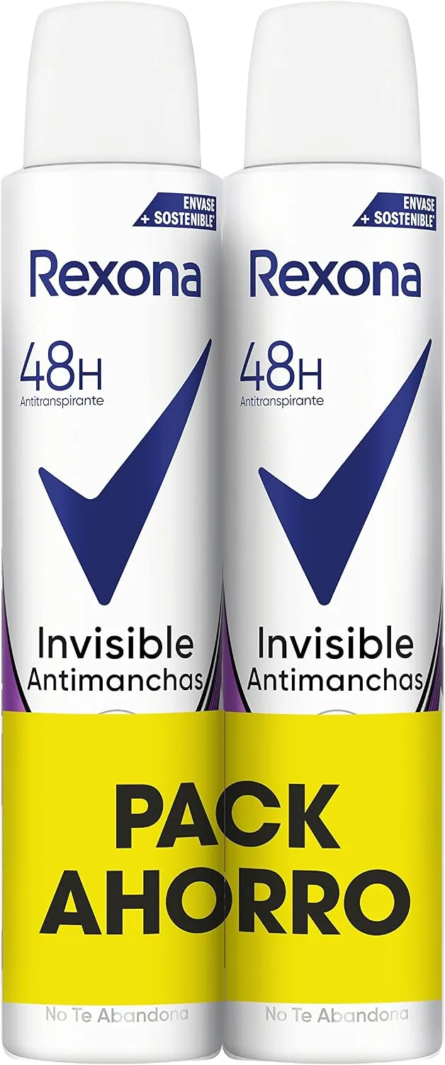 Rexona ▫️ Invisible Desodorizante em Aerossol Antitranspirante para mulher, antimanchas, 2 x 200 ml,