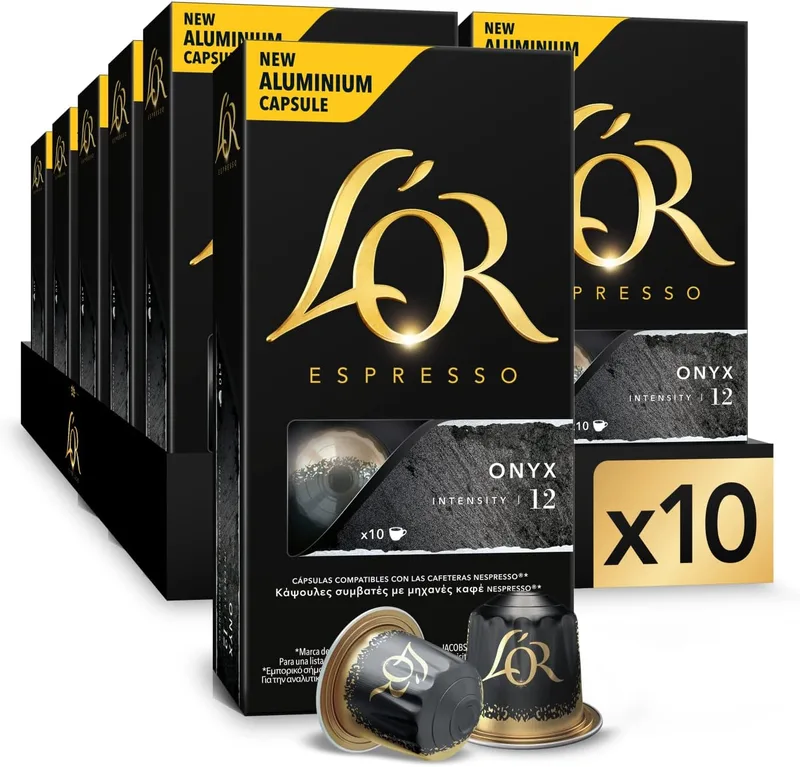 L'OR ▫️ Espresso Cápsulas de Café Onyx | Intensidade 12 | 100 Cápsulas Compatíveis com Nespresso (R)