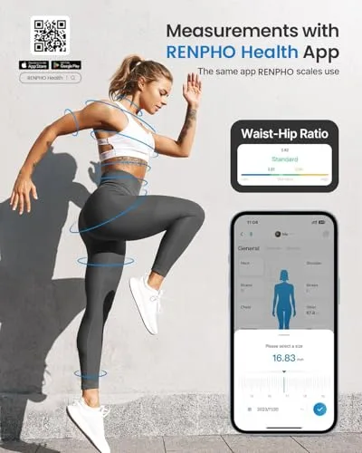 RENPHO ▫️ Fita métrica inteligente com aplicação, medição da circunferência corporal 3
