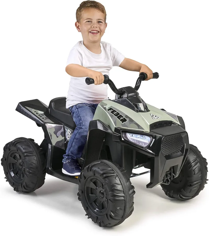 FEBER ▫️ Quad Boxer, Veículo elétrico a bateria, 12 V, Verde (Famosa 800012541), Versão 2023