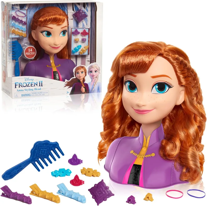 Disney ▫️ Cabeça de penteado Frozen 2 Anna, 14 peças, jogo de faz-de-conta, brinquedos para crianças com mais de 3 anos da Just Play