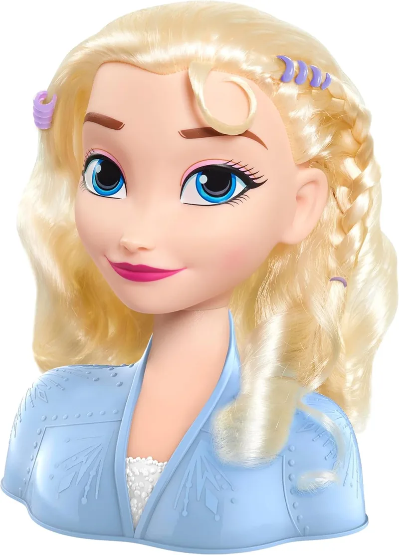 Disney ▫️ 's Frozen 2 Elsa Styling Head, Cabelo Loiro, com 17 Acessórios para Pôr no Cabelo e Partilhar; Brinquedos para Crianças 3+ da Just Play
