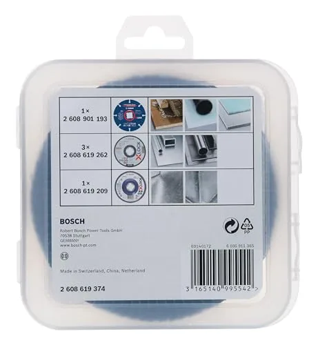 Bosch Accessories ▫️ Conjunto Bosch Professional com 5 discos de lixa e discos de corte X-LOCK, aço inoxidável, metal, Ø 125 mm, acessórios para esmeriladora 3