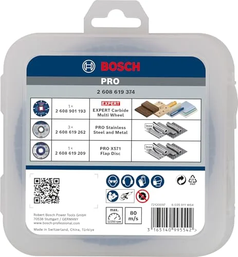 Bosch Accessories ▫️ Conjunto Bosch Professional com 5 discos de lixa e discos de corte X-LOCK, aço inoxidável, metal, Ø 125 mm, acessórios para esmeriladora 5