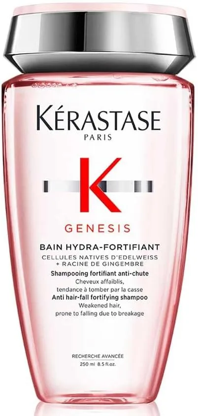 KÉRASTASE ▫️ Genesis, Champô Fortificante Anticaída, com textura em gel, limpa e previne a quebra, enriquecido com edelweiss e raiz de gengibre, para cabelos finos ou frágeis, Bain Hydra-Fortifiant, 250 ml