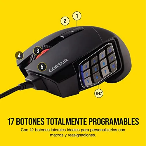 Corsair ▫️ Rato de jogos Scimitar Elite RGB Ótico para MOBA/MMO - Preto 5