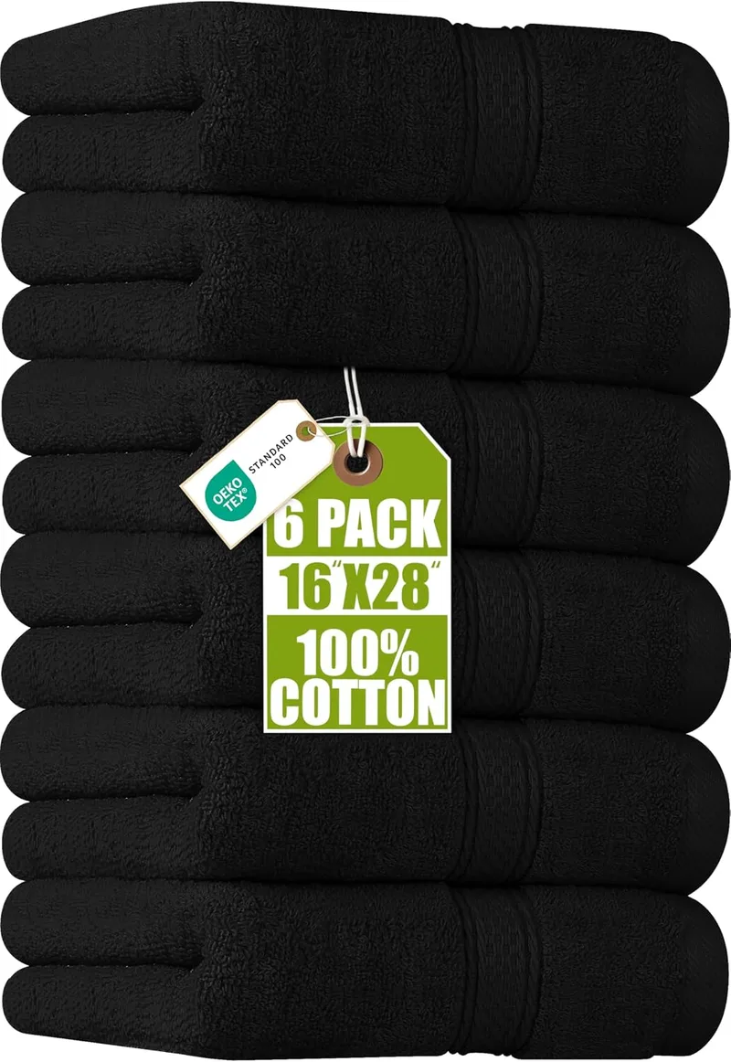 Utopia Towels ▫️ Toalhas de mão 41 cm x 71 cm - Embalagem de 6 (preto)