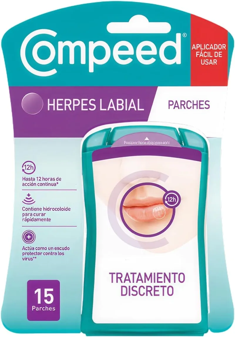 Compeed ▫️ Pensos para herpes labial tratamento hidrocolóide de cura rápida, embalagem com 15 unidades.