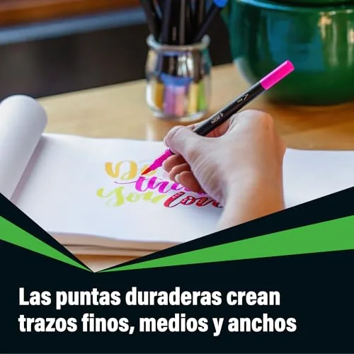 BIC ▫️ Intensity, Marcadores de lettering de ponta dupla, caneta esferográfica + pincel, cores sortidas, caixa de 12 unidades 4