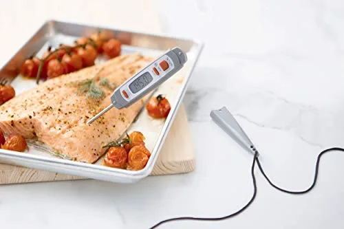 Taylor ▫️ Termómetro de cozinha digital Pro, termómetro digital com sonda para medir a temperatura da carne, capa protetora antimicrobiana, pilha incluída, cinzento, 18 cm, 1 unidade 4